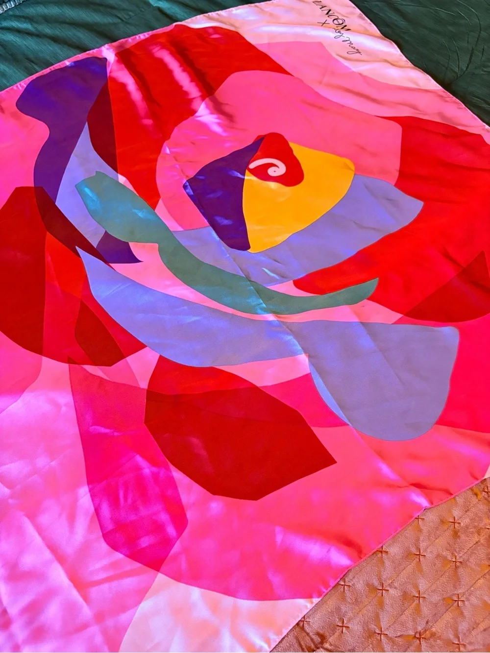 Lancôme Pink Colorblock Silk Scarf